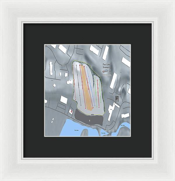Four Lakes Snowsports Ski Trail Map - Framed Print - Powderaddicts