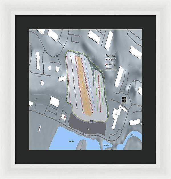 Four Lakes Snowsports Ski Trail Map - Framed Print - Powderaddicts