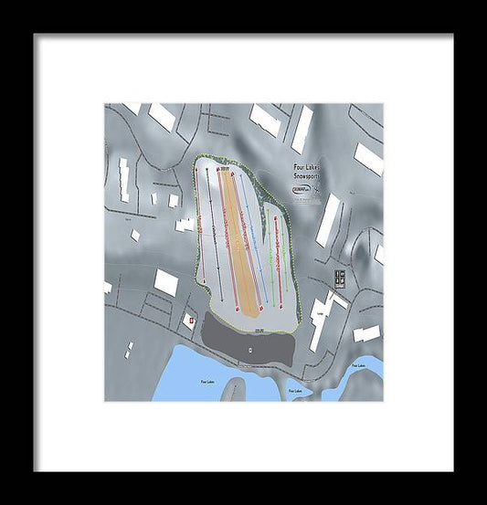 Four Lakes Snowsports Ski Trail Map - Framed Print - Powderaddicts