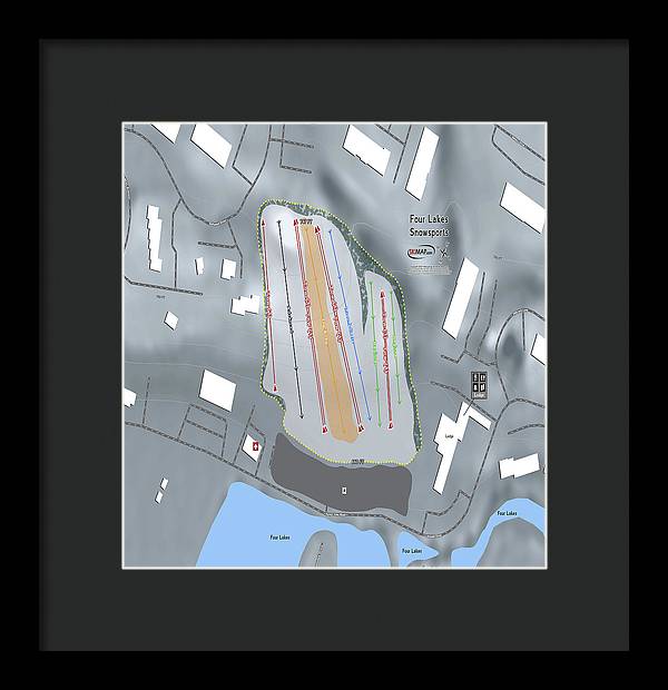 Four Lakes Snowsports Ski Trail Map - Framed Print - Powderaddicts