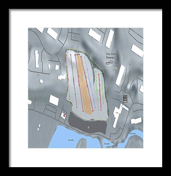 Four Lakes Snowsports Ski Trail Map - Framed Print - Powderaddicts