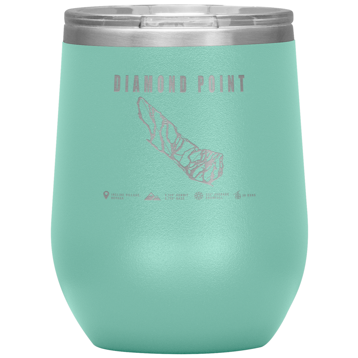 Diamond Point, Nevada Ski Trail Map Wine 12oz Tumbler - Powderaddicts