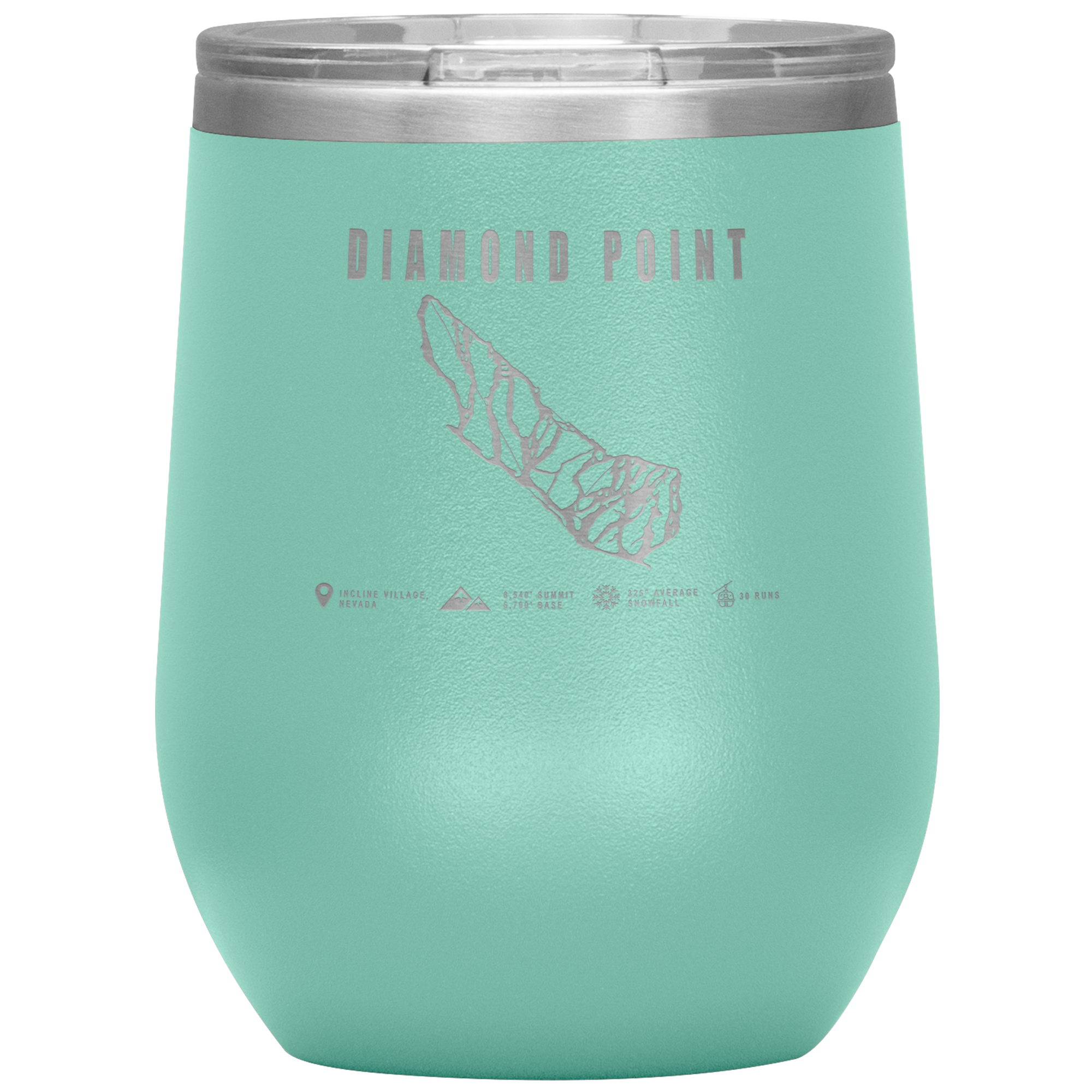 Diamond Point, Nevada Ski Trail Map Wine 12oz Tumbler - Powderaddicts