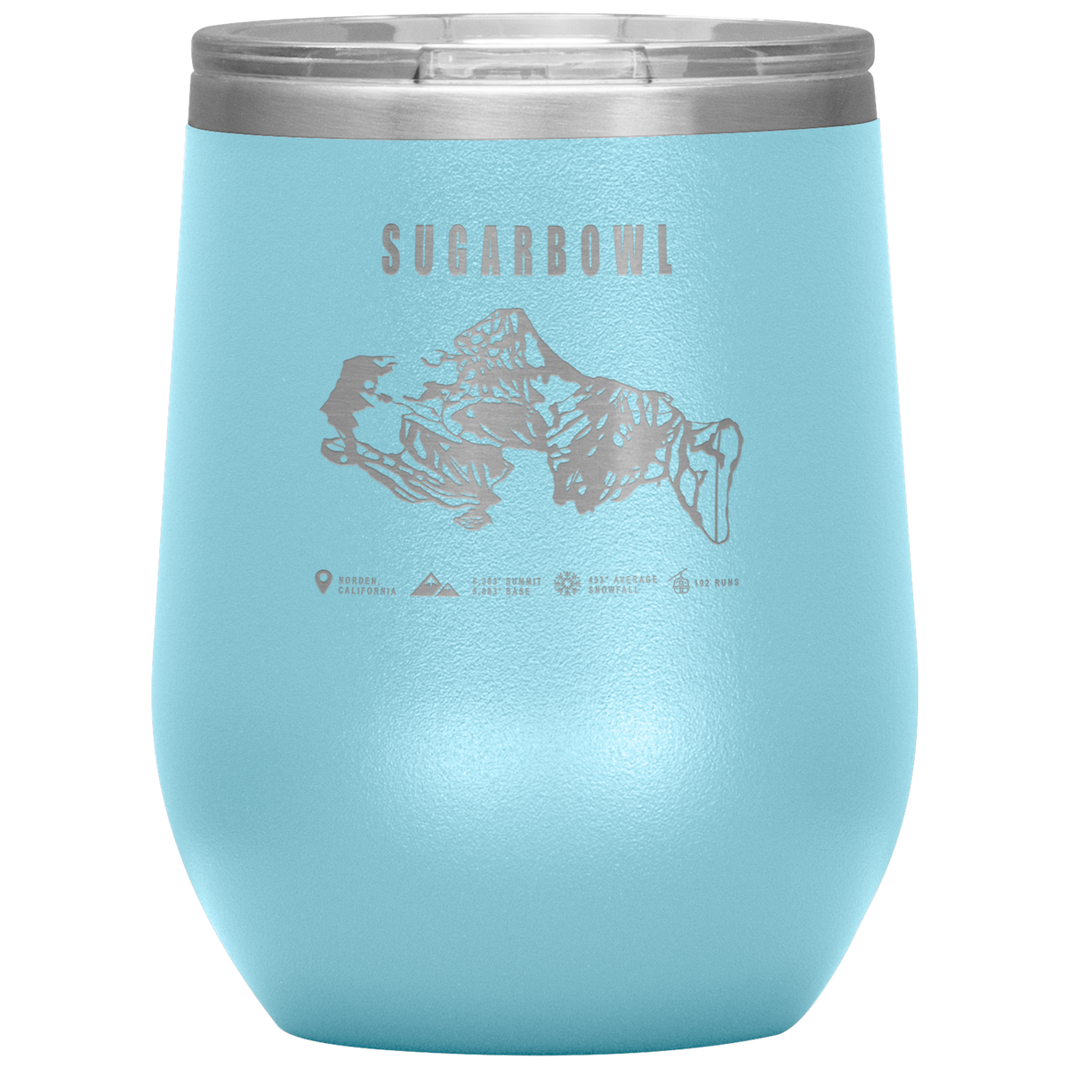 Sugarbowl, California Ski Trail Map Wine 12oz Tumbler - Powderaddicts