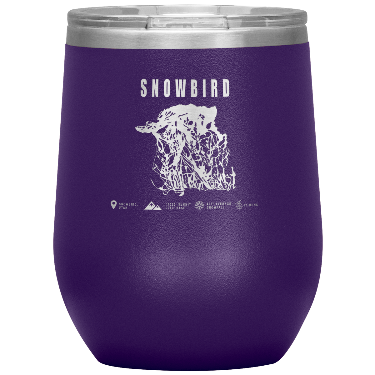 Snowbird,Utah Ski Trail Map Wine 12oz Tumbler - Powderaddicts