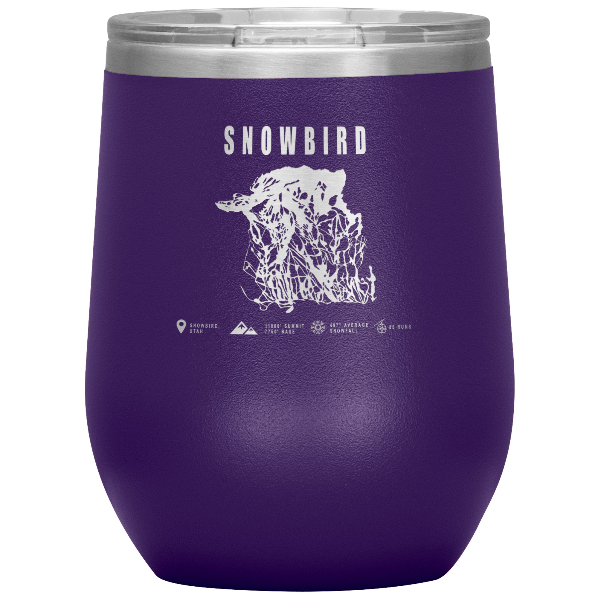 Snowbird,Utah Ski Trail Map Wine 12oz Tumbler - Powderaddicts
