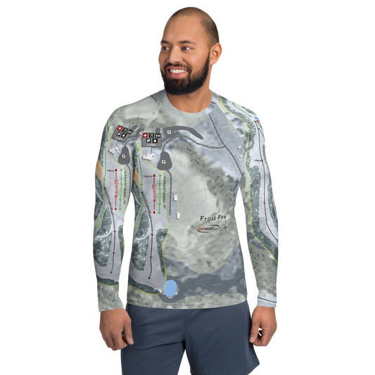 Frost Fire, North Dakota Ski Trail Map Men's Base Layer Top - Powderaddicts