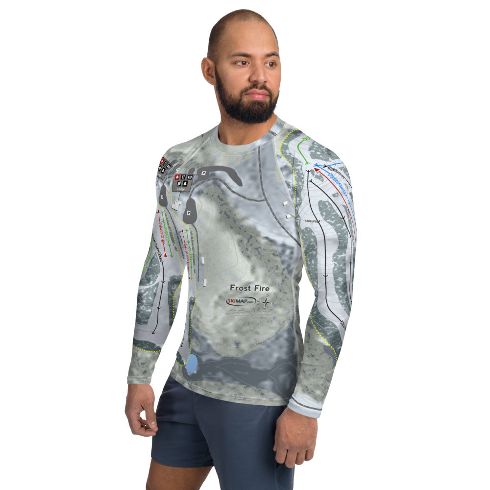 Frost Fire, North Dakota Ski Trail Map Men's Base Layer Top - Powderaddicts