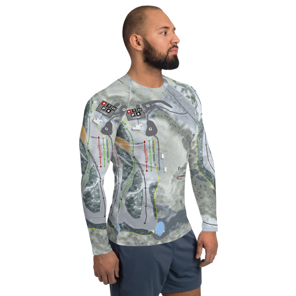 Frost Fire, North Dakota Ski Trail Map Men's Base Layer Top - Powderaddicts