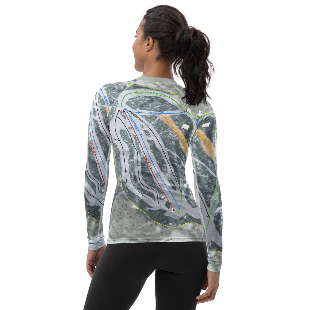 Frost Fire, North Dakota Ski Trail Map Women's Base Layer Top - Powderaddicts