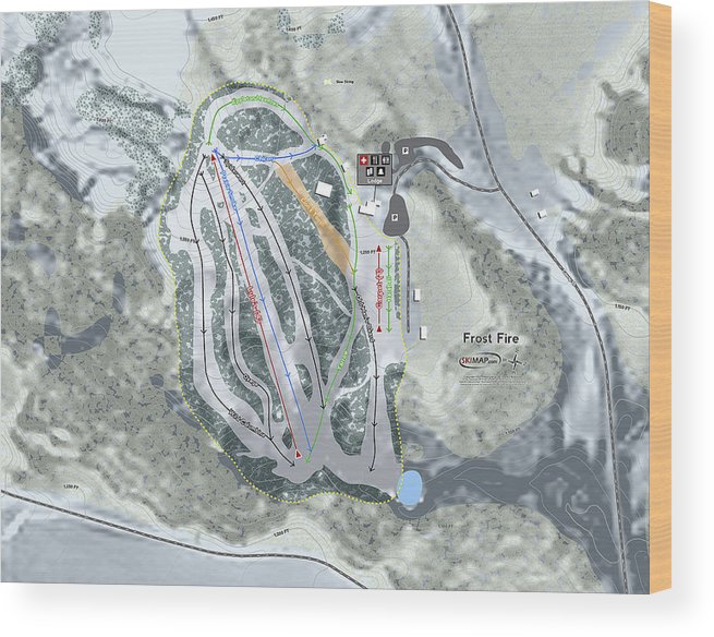Frost Fire Ski Trail Map - Wood Print - Powderaddicts