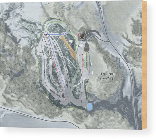 Frost Fire Ski Trail Map - Wood Print - Powderaddicts
