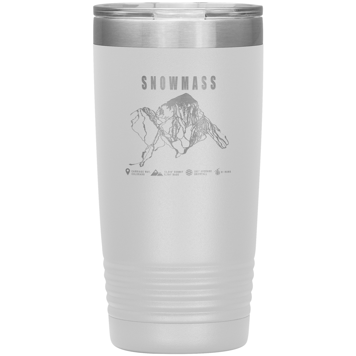 Snowmass Colorado Ski Trail Map 20oz Tumbler - Powderaddicts