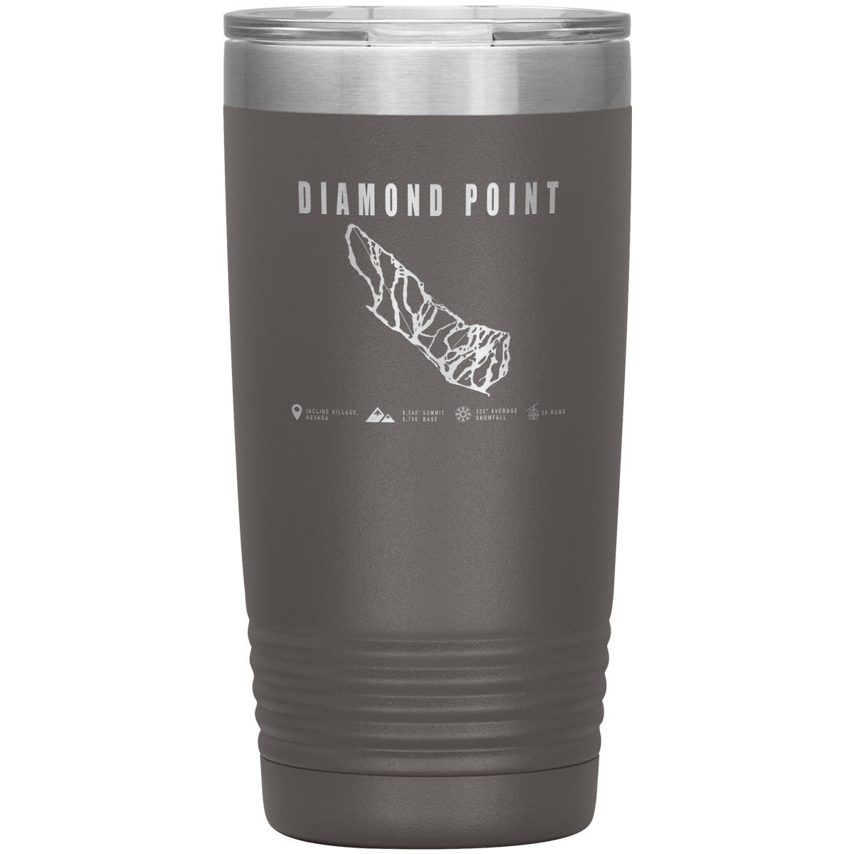 Diamond Point, Nevada Ski Trail Map 20oz Tumbler - Powderaddicts