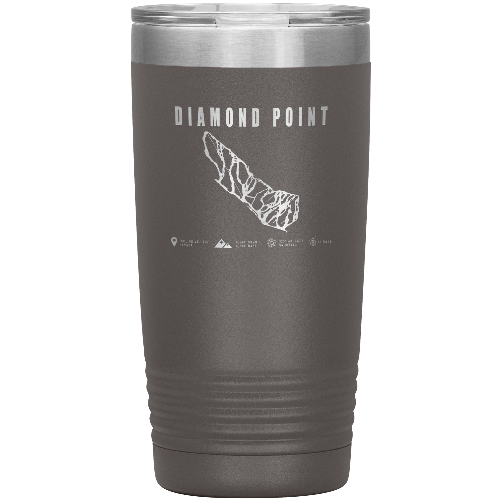 Diamond Point, Nevada Ski Trail Map 20oz Tumbler - Powderaddicts