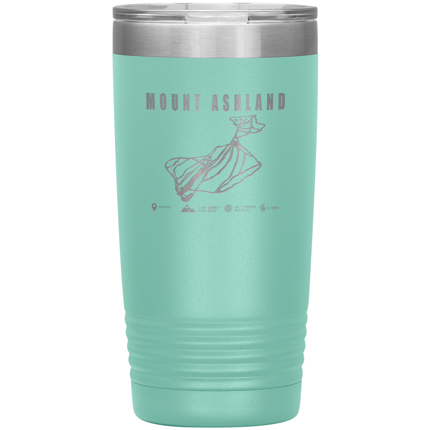 Mount Ashland, Oregon Ski Trail Map 20oz Tumbler - Powderaddicts