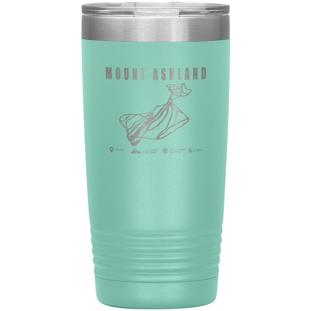 Mount Ashland, Oregon Ski Trail Map 20oz Tumbler - Powderaddicts