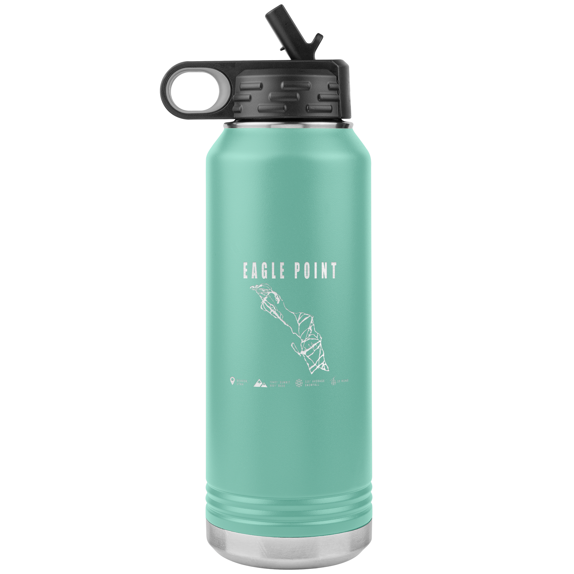 Eagle Point,Utah Ski Trail Map 32oz Water Bottle Tumbler - Powderaddicts