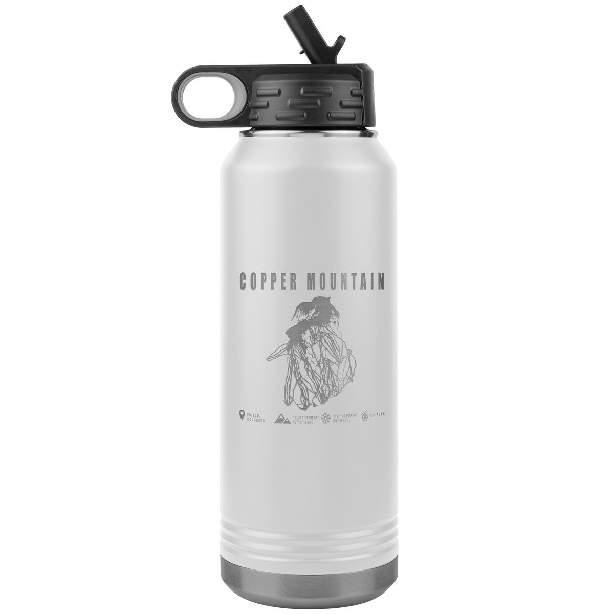 Copper Mountain Colorado Ski Trail Map 32oz Water Bottle Tumbler - Powderaddicts