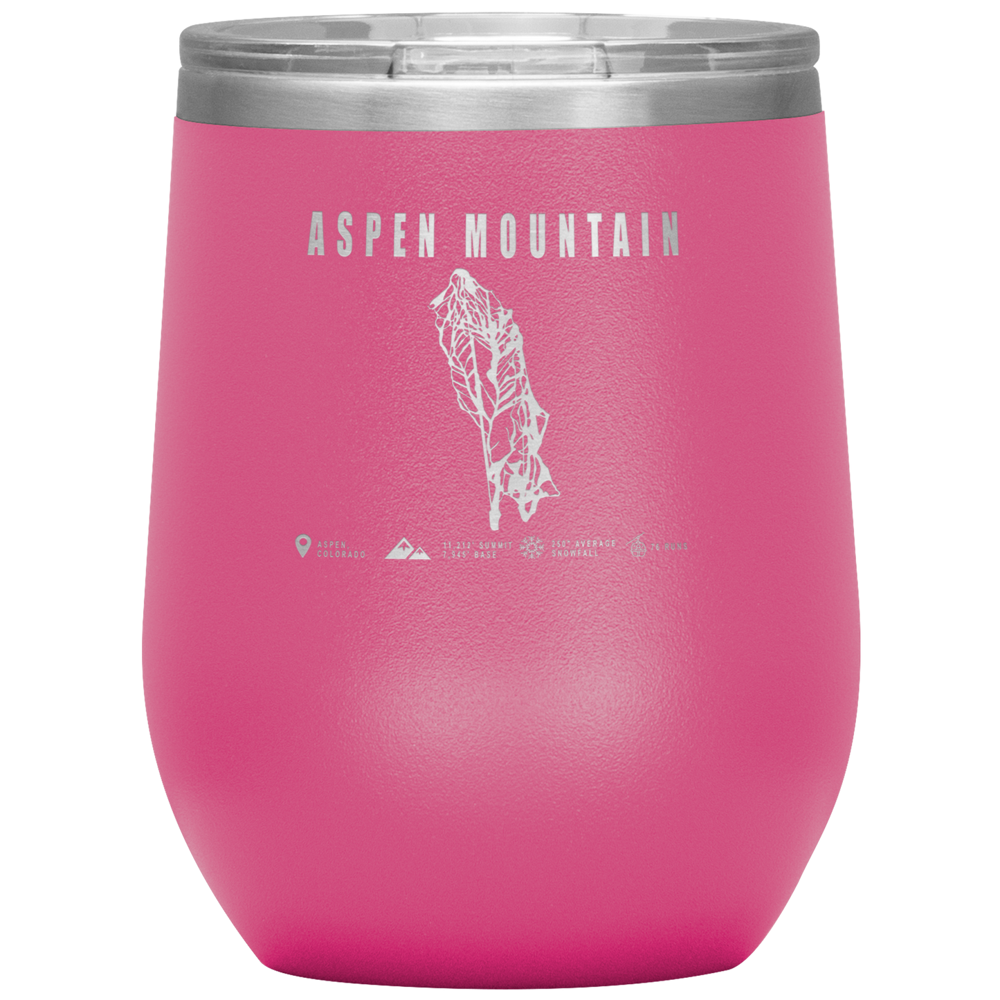 Aspen Mountain Colorado Ski Trail Map Wine 12oz Tumbler - Powderaddicts