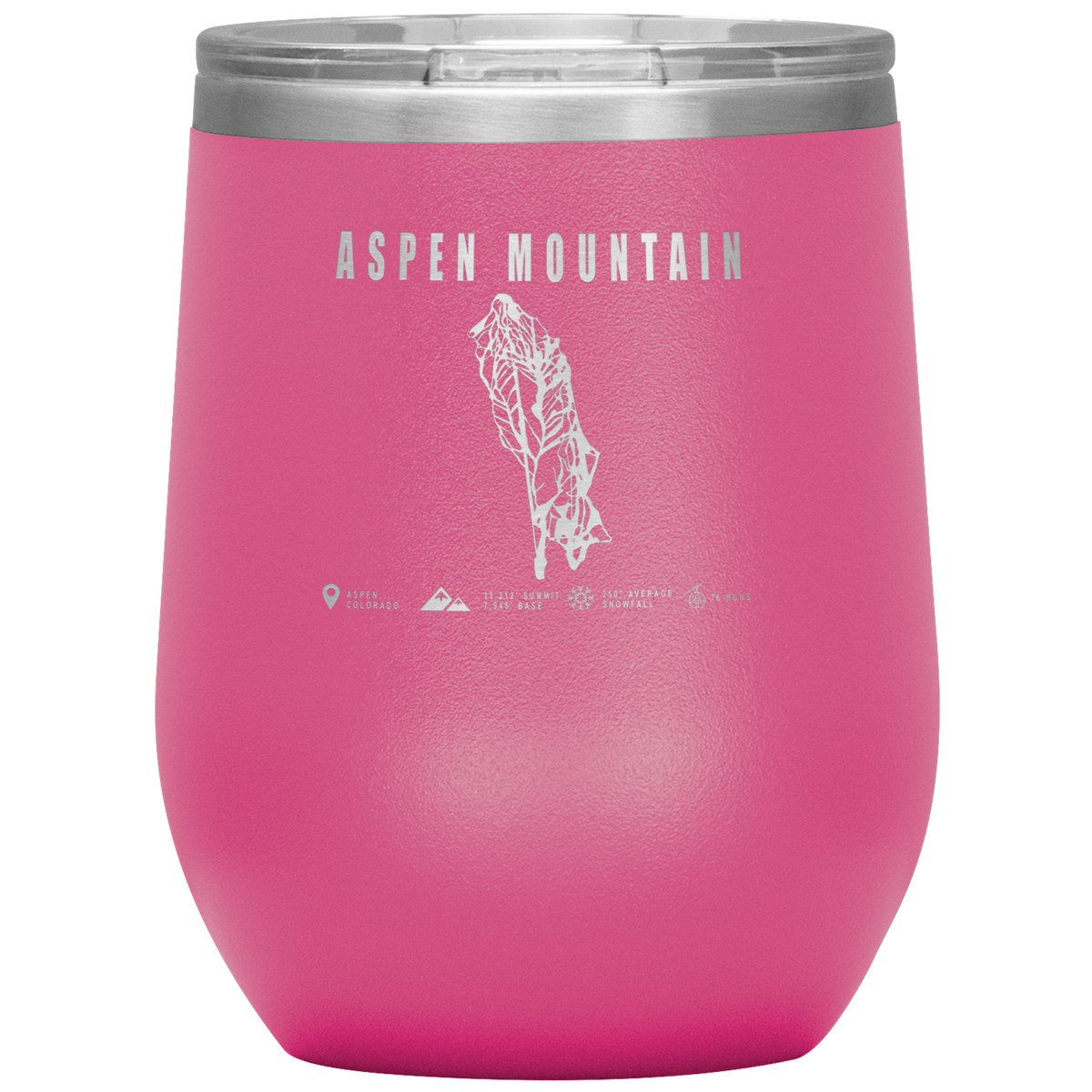 Aspen Mountain Colorado Ski Trail Map Wine 12oz Tumbler - Powderaddicts