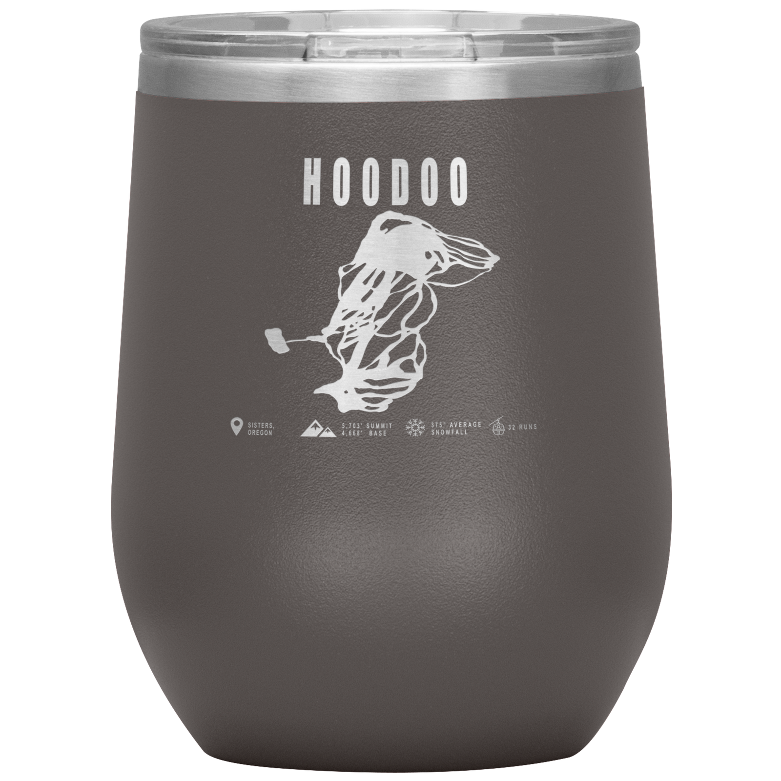 Hoodoo, Oregon Ski Trail Map Wine 12oz Tumbler - Powderaddicts