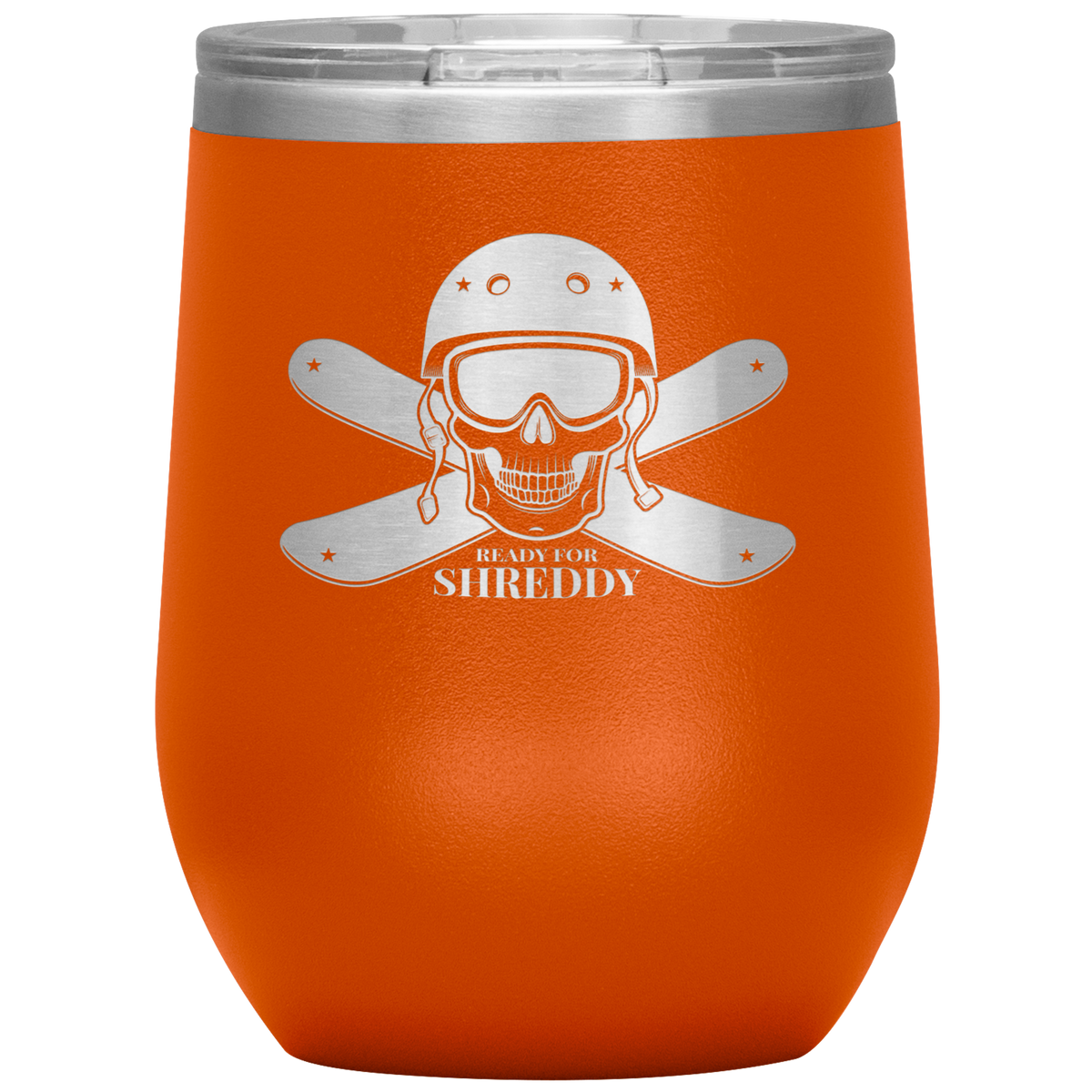 Ready For Shreddy Skeleton Skis Wine 12oz Tumbler - Powderaddicts