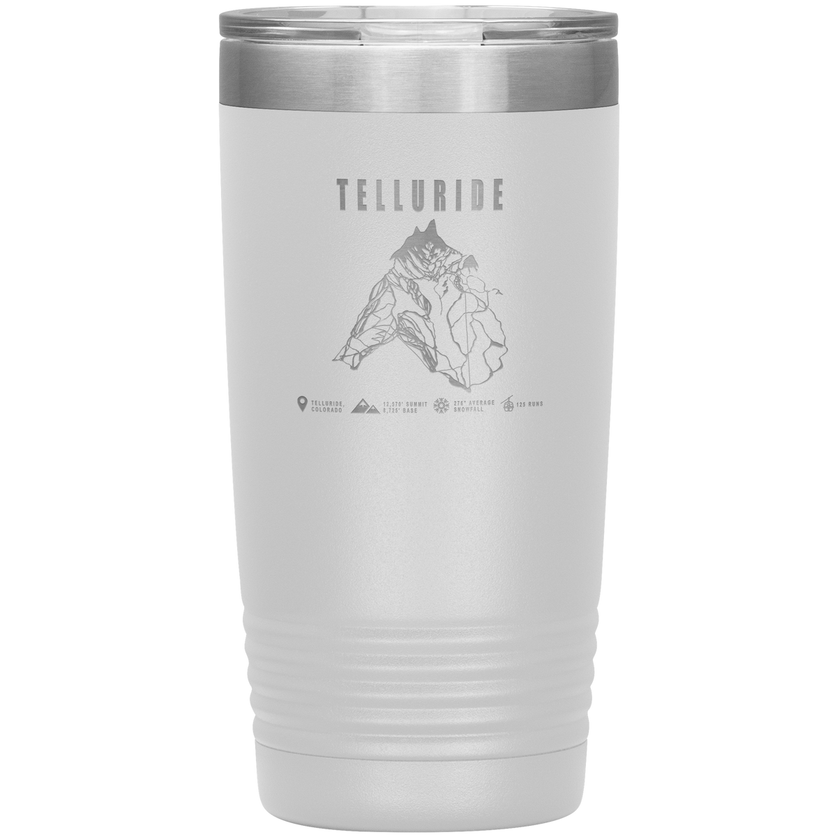 Telluride Colorado Ski Trail Map 20oz Tumbler - Powderaddicts