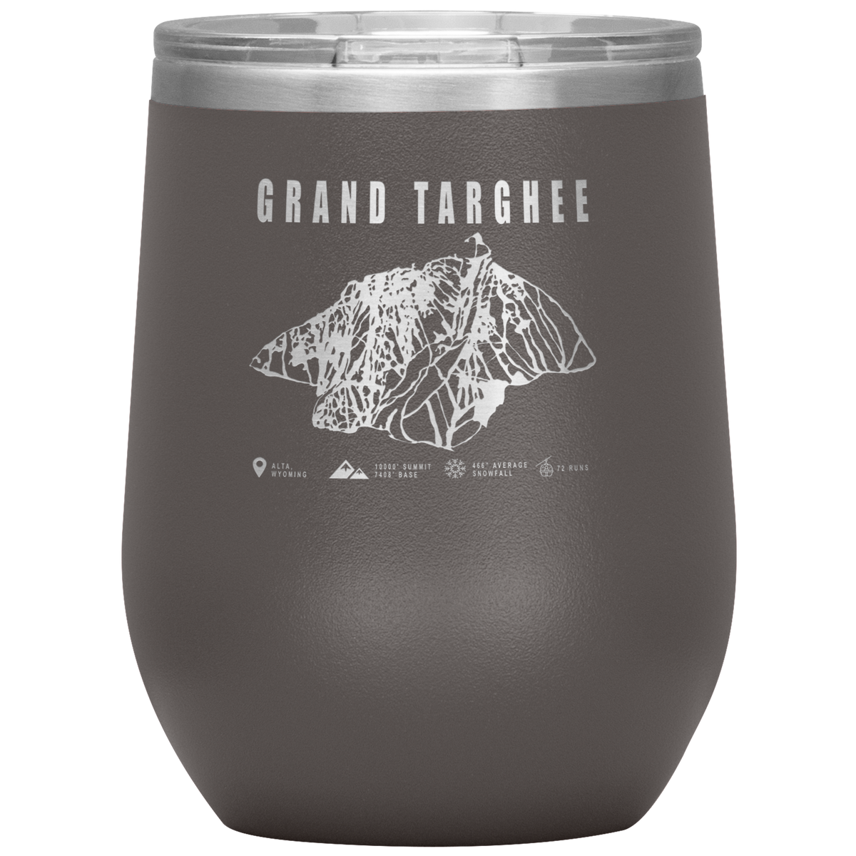 Grand Targhee Wyoming Ski Trail Map Wine 12oz Tumbler - Powderaddicts