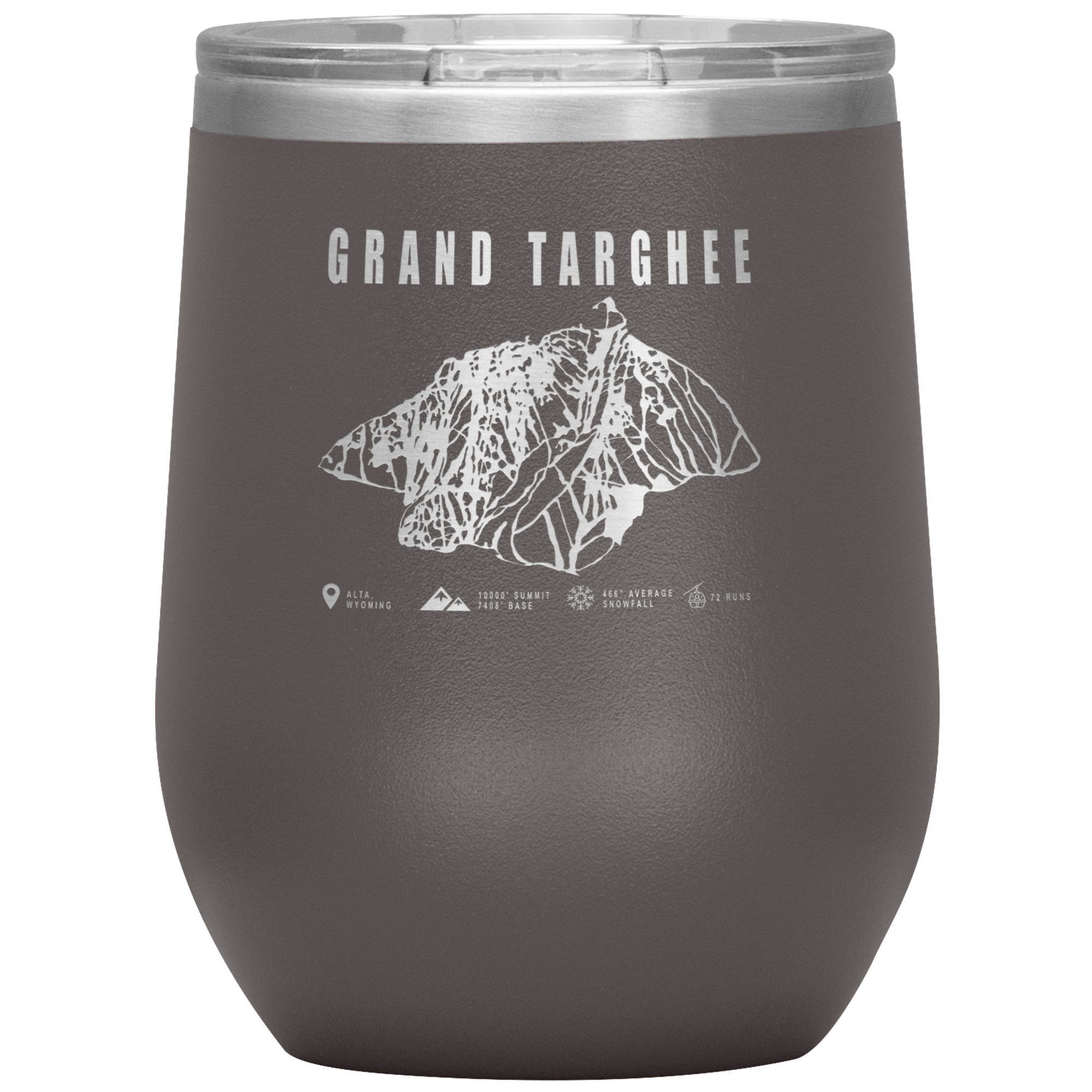 Grand Targhee Wyoming Ski Trail Map Wine 12oz Tumbler - Powderaddicts