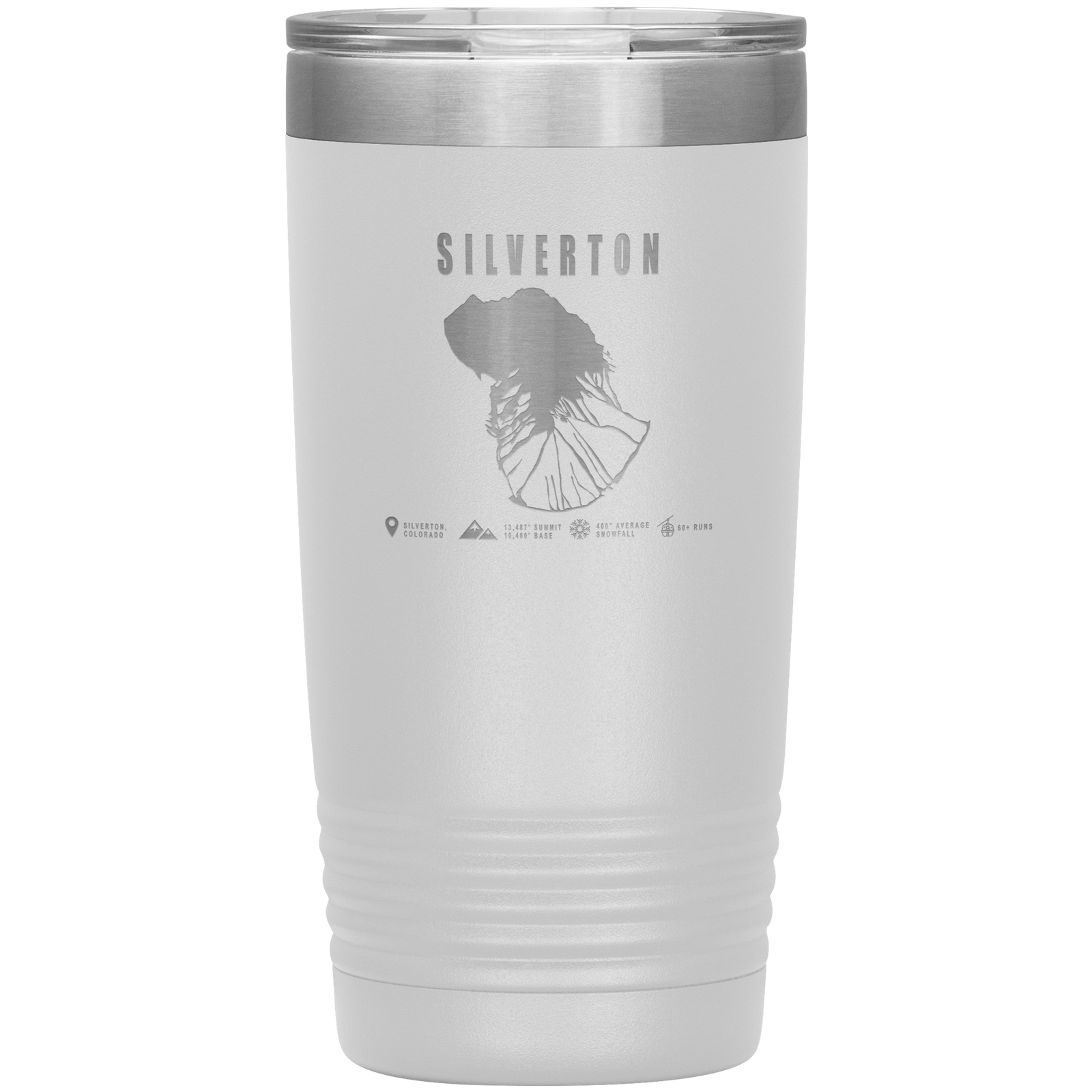 Silverton Colorado Ski Trail Map 20oz Tumbler - Powderaddicts
