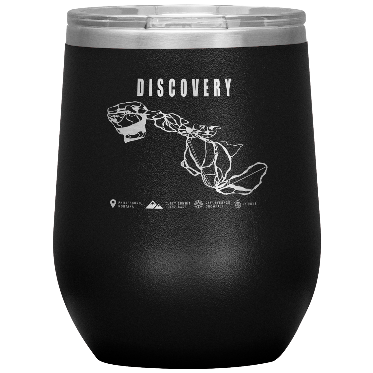 Discovery Montana Ski Trail Map Wine 12oz Tumbler - Powderaddicts