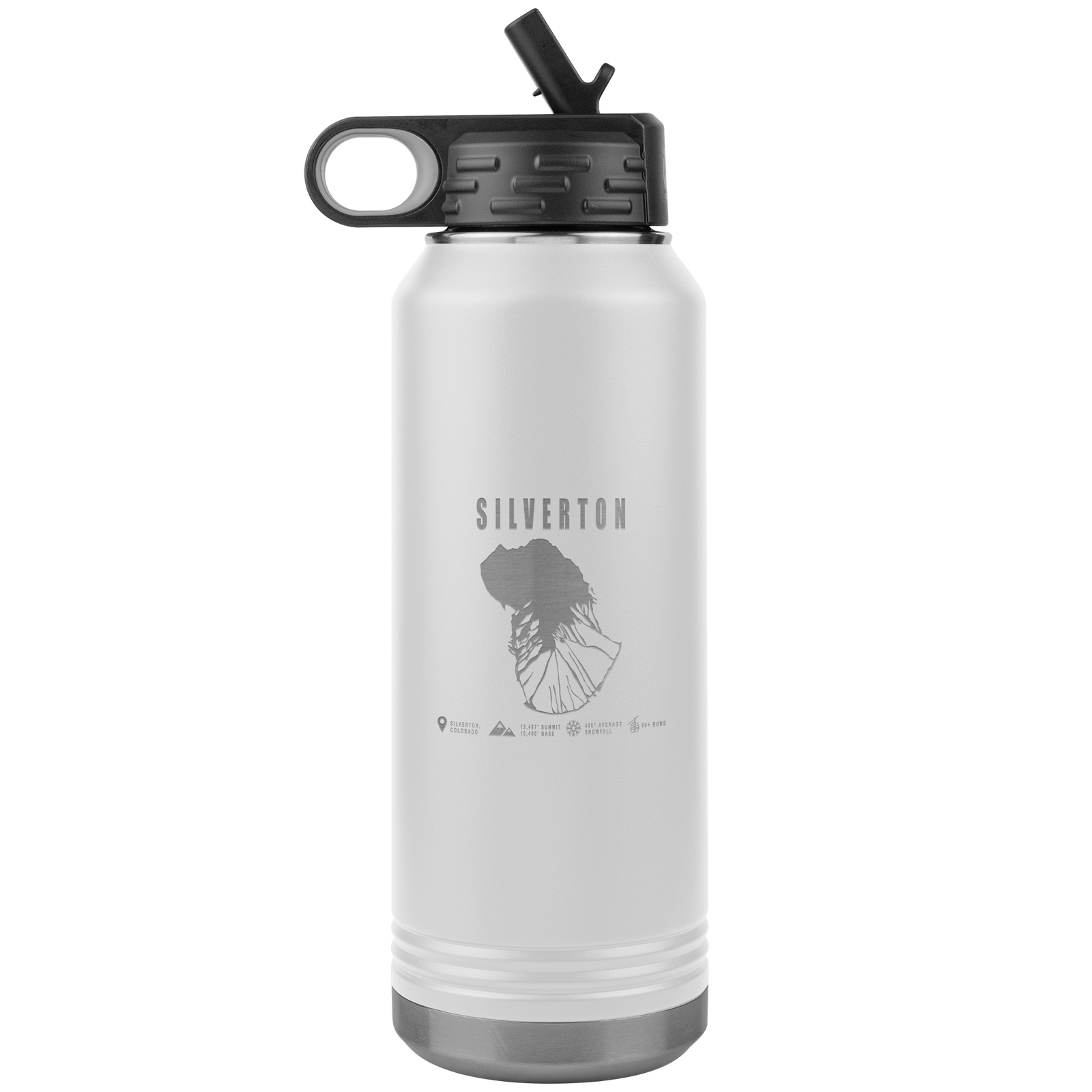 Silverton Colorado Ski Trail Map 32oz Water Bottle Tumbler - Powderaddicts