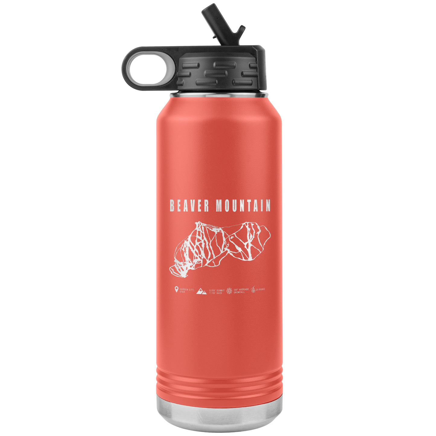 Beaver Mountain,Utah Ski Trail Map 32oz Water Bottle Tumbler - Powderaddicts