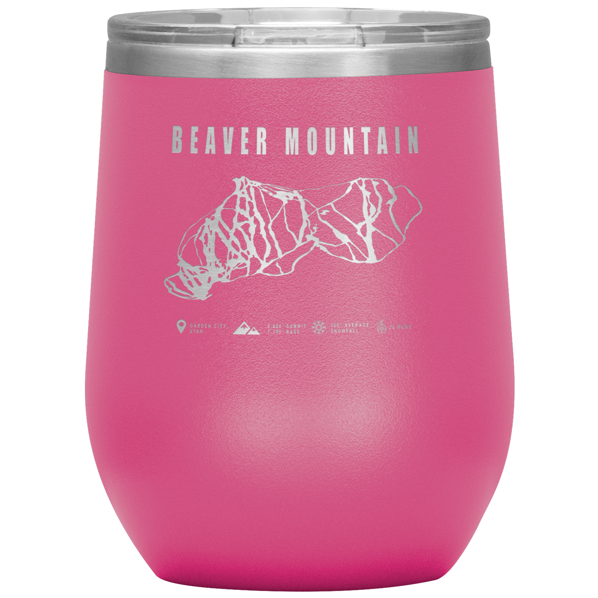 Beaver Mountain,Utah Ski Trail Map Wine 12oz Tumbler - Powderaddicts
