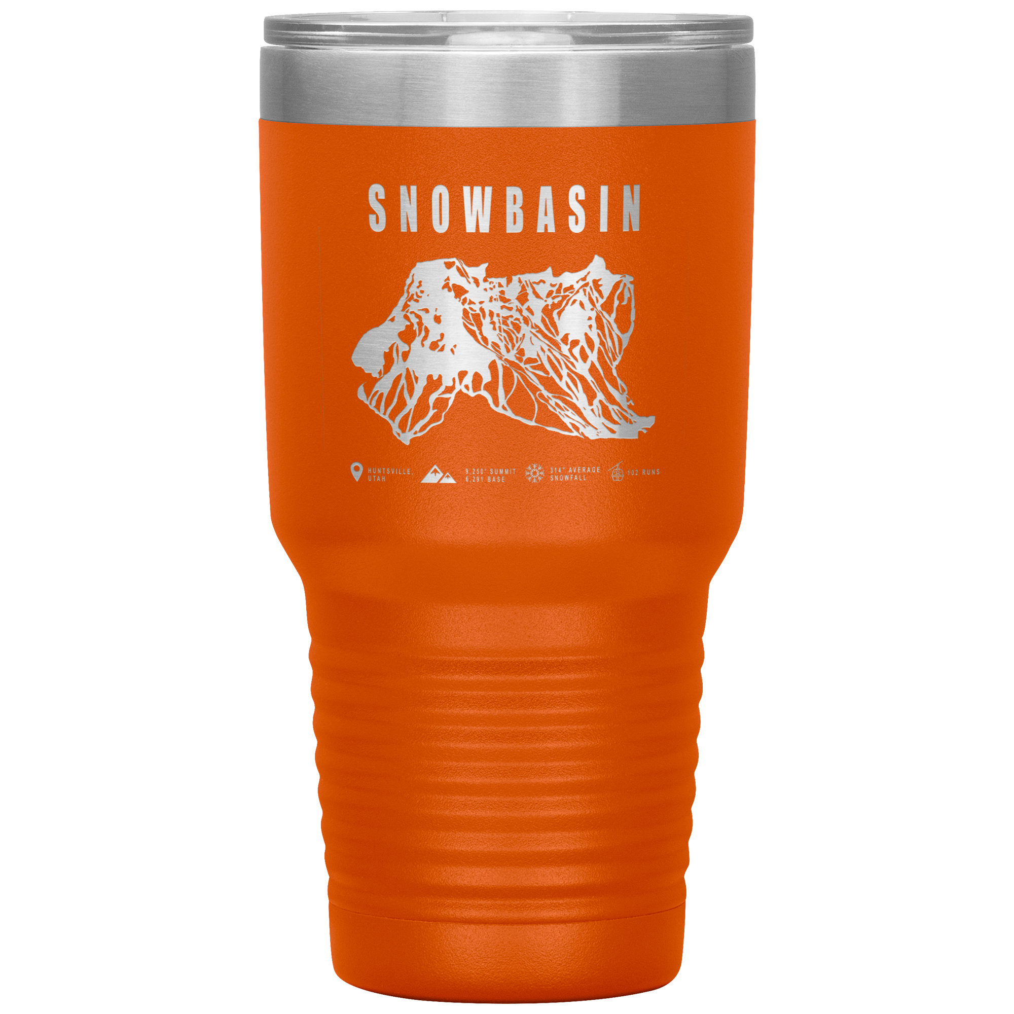 Snowbasin, Utah Ski Trail Map - 30oz Tumbler - Powderaddicts