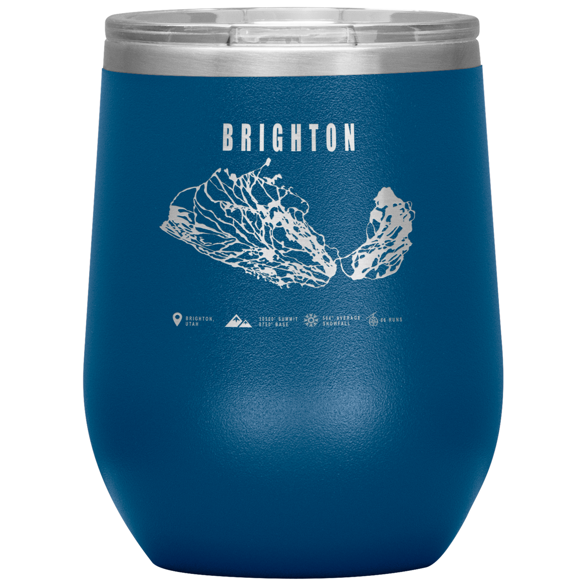 Brighton,Utah Ski Trail Map Wine 12oz Tumbler - Powderaddicts