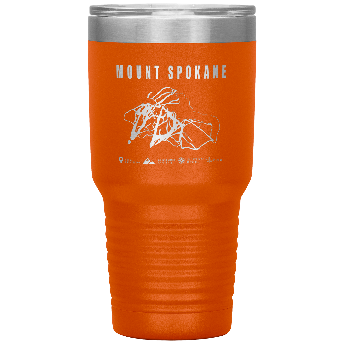 Mount Spokane, Washington Ski Trail Map 30oz Tumbler - Powderaddicts