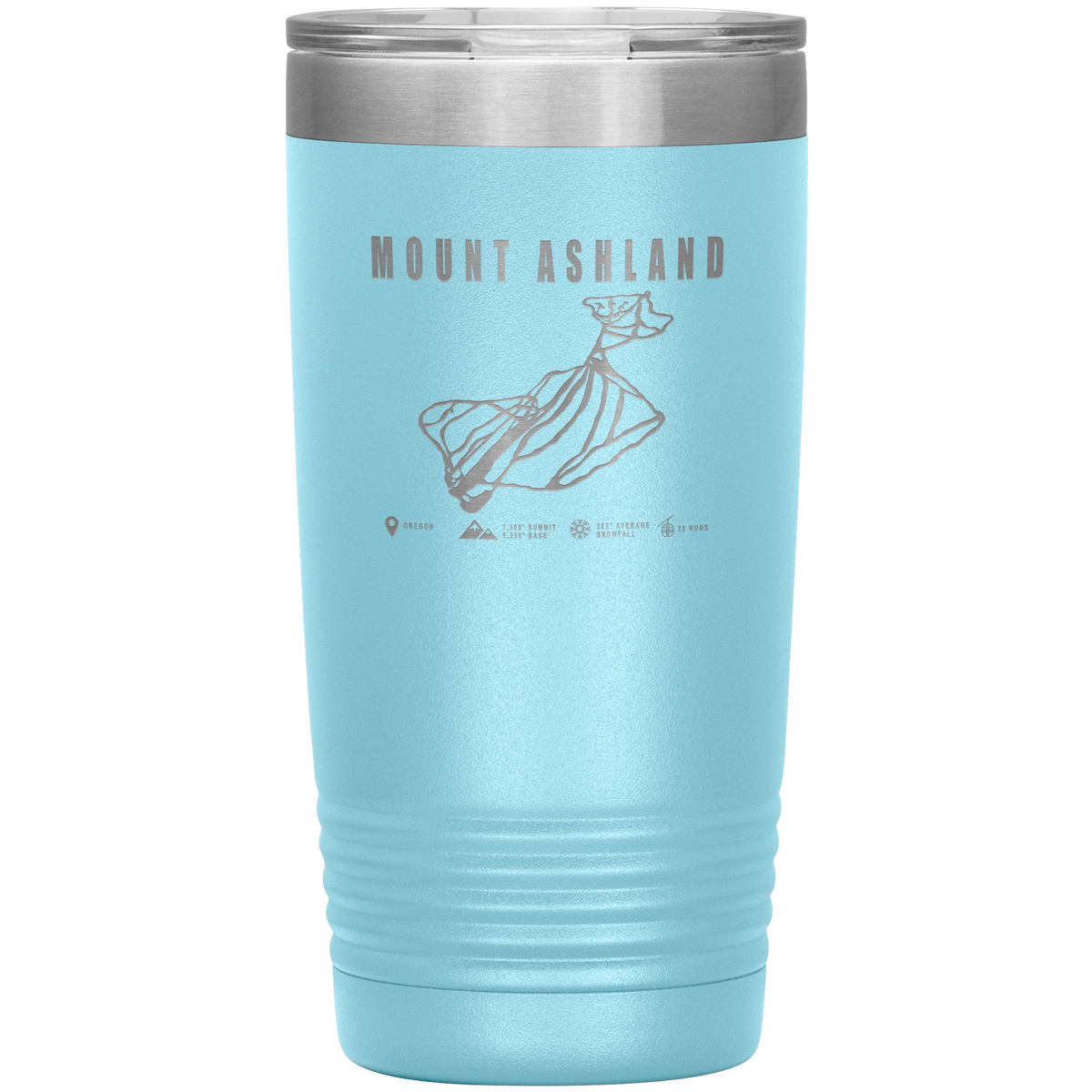 Mount Ashland, Oregon Ski Trail Map 20oz Tumbler - Powderaddicts