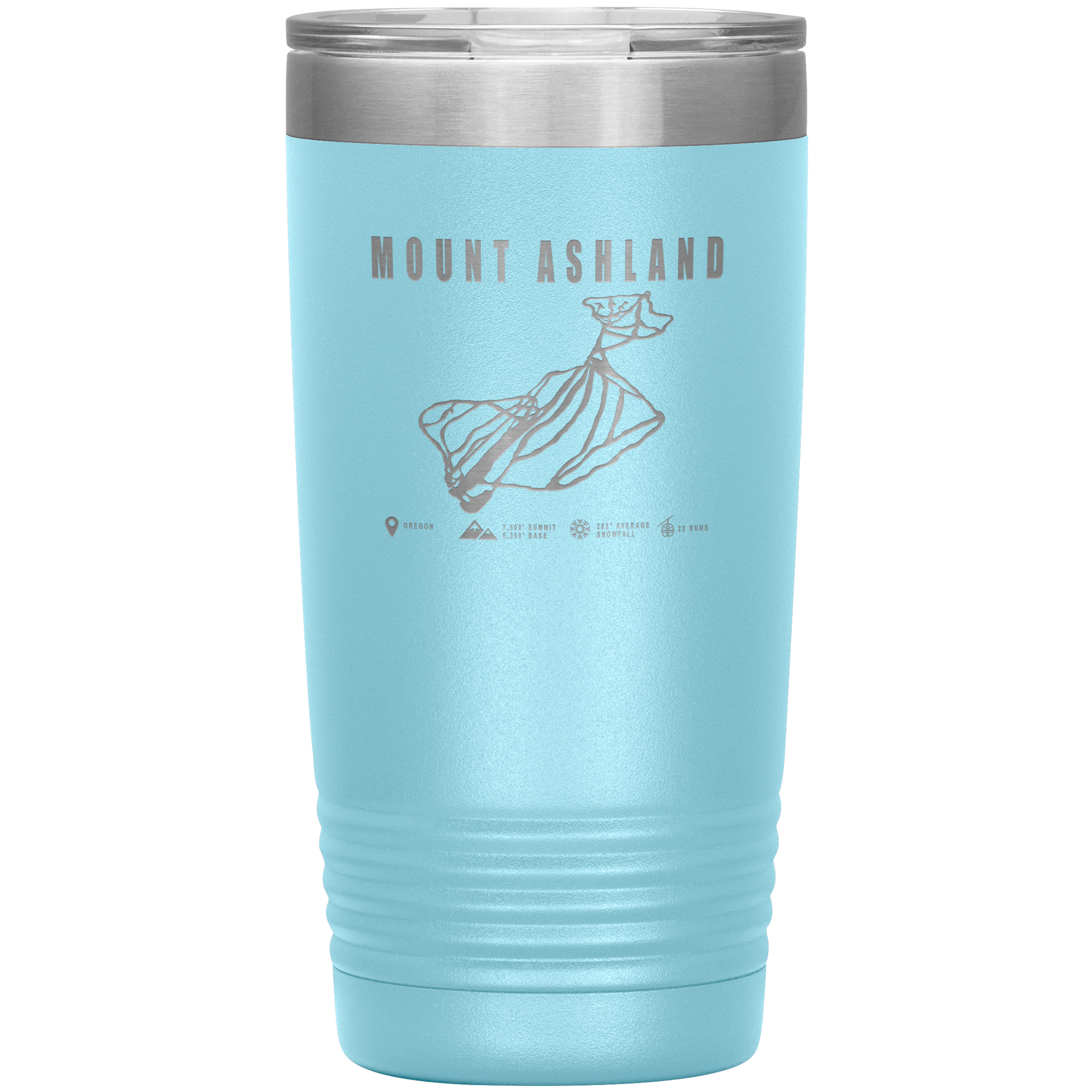 Mount Ashland, Oregon Ski Trail Map 20oz Tumbler - Powderaddicts