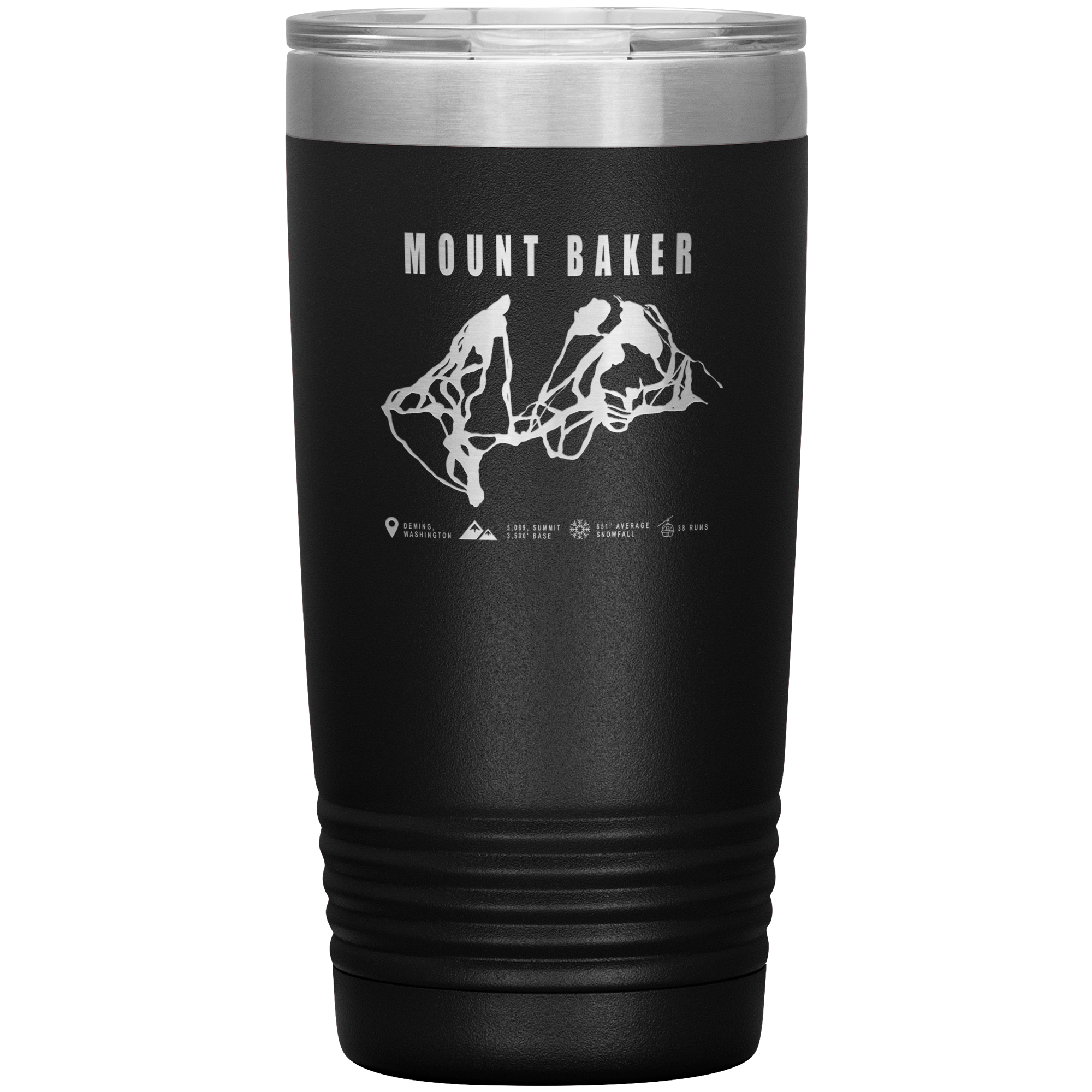 Mount Baker, Washington Ski Trail Map 20oz Tumbler - Powderaddicts
