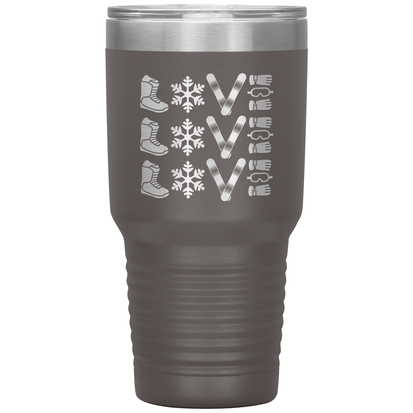 Triple LOVE Snowboard 30oz Laser Etched Tumbler - Powderaddicts