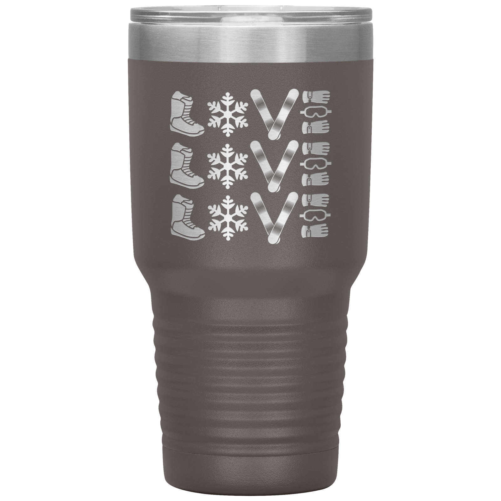 Triple LOVE Snowboard 30oz Laser Etched Tumbler - Powderaddicts