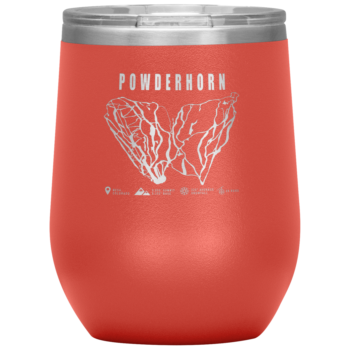 Powderhorn Colorado Ski Trail Map Wine 12oz Tumbler - Powderaddicts