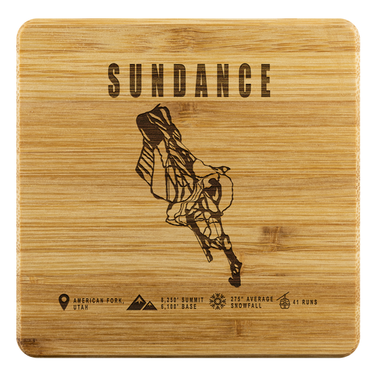 Sundance,Utah Ski Trail Map Bamboo Coaster - Powderaddicts