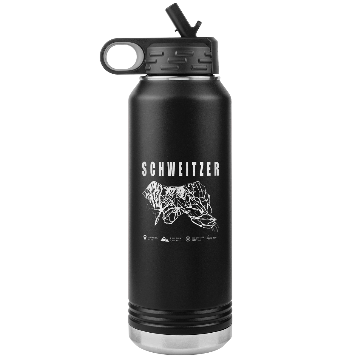 Schweitzer Idaho Ski Trail Map 32oz Water Bottle Tumbler