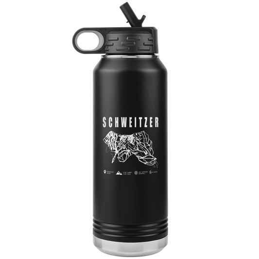 Schweitzer Idaho Ski Trail Map 32oz Water Bottle Tumbler - Powderaddicts