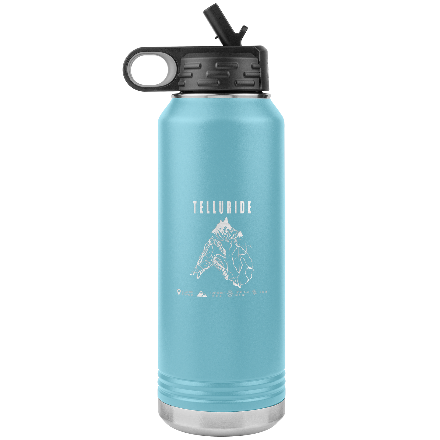 Telluride Colorado Ski Trail Map 32oz Water Bottle Tumbler - Powderaddicts