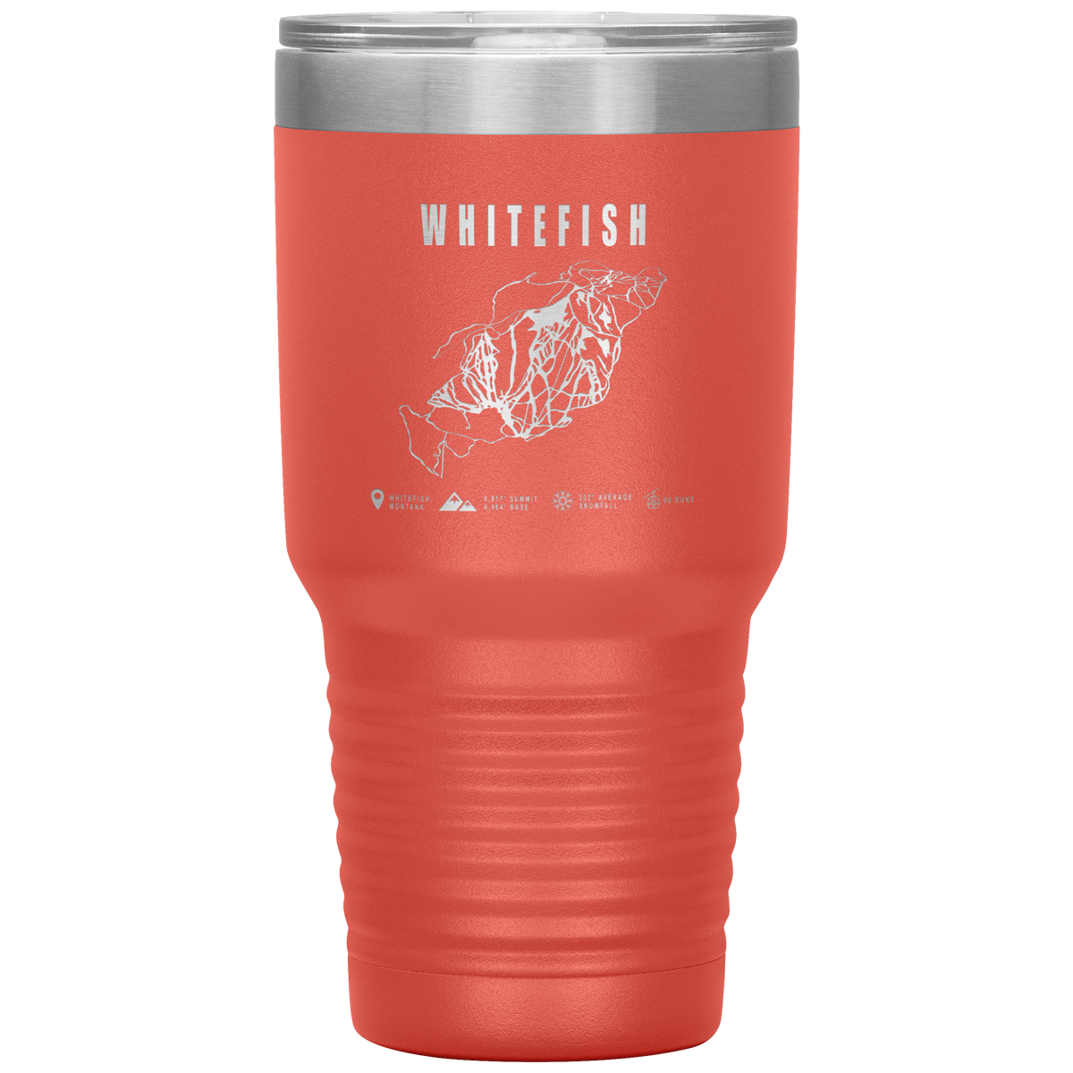 Whitefish Montana Ski Trail Map 30oz Tumbler - Powderaddicts