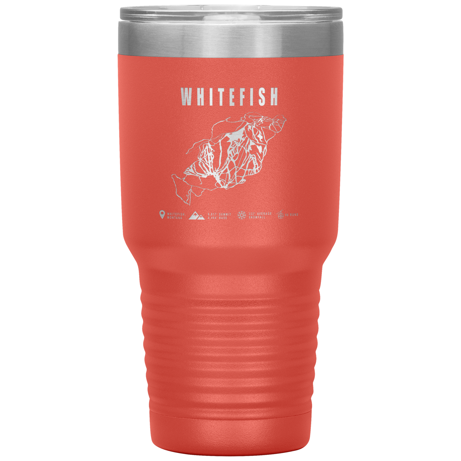 Whitefish Montana Ski Trail Map 30oz Tumbler - Powderaddicts